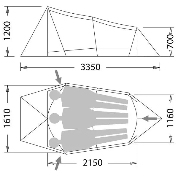 Wilderness Equipment First Arrow UL - Ultralight 2 to 3 Person Hiking / Expedition Tent